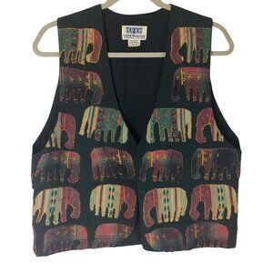 Vintage Soho Compagnie Sz Small Sleeveless Elephant Vest Cotton Patchwork Boho